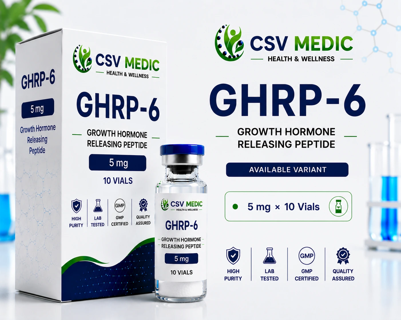 GHRP-6 Peptide for growth hormone wellness recovery support and appetite balance