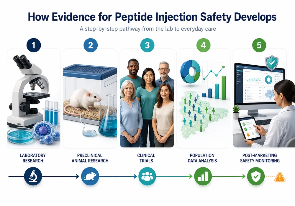 Peptide injections safety evidence pathway from laboratory research to post-marketing monitoring