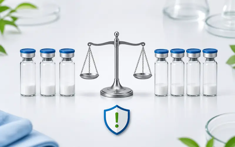 KLOW vs GLOW peptide comparison showing three ingredient and four ingredient blend concepts