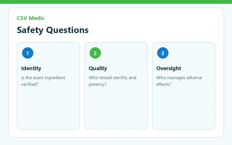 TB 500 peptide safety checklist covering source dose sterility interactions and sports rules