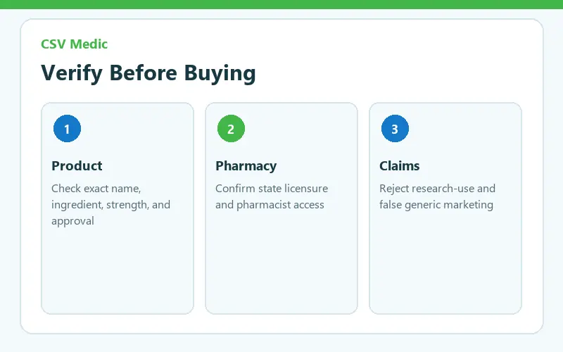 generic Ozempic product and online pharmacy verification checklist
