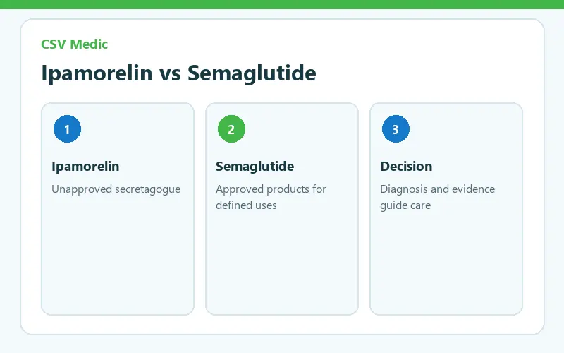ipamorelin compared with semaglutide evidence and approval status