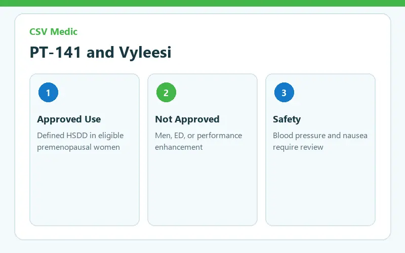 PT 141 peptide bremelanotide Vyleesi approved use and safety guide